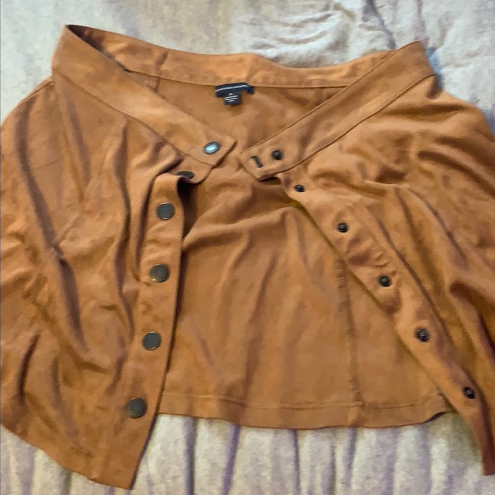 button up brown suede american eagle skirt